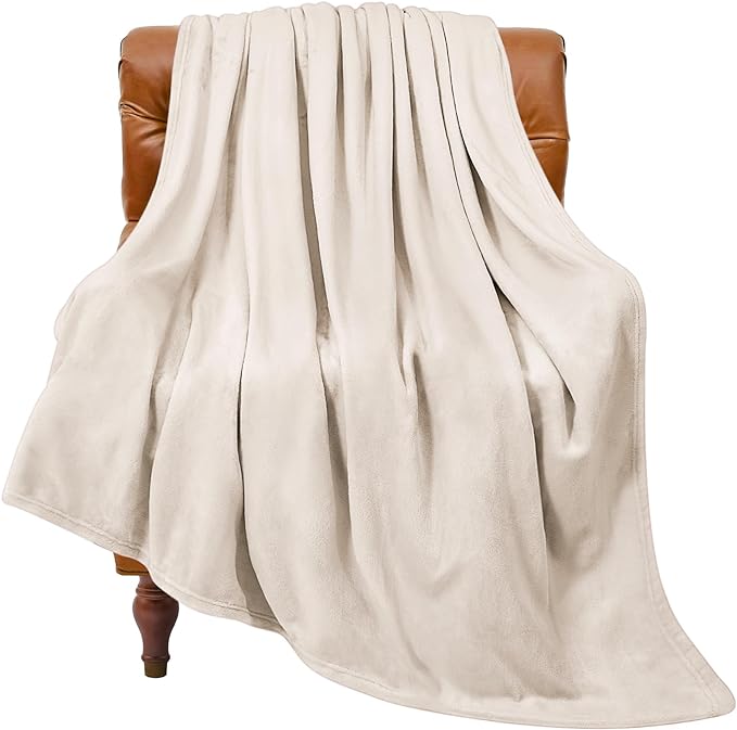 BEDELITE Fleece Blanket Beige Throw Blankets for Couch & Bed, Luxury Plush Cozy Fuzzy Blanket 50" x 60", Super Soft Warm Lightweight Throw Blanket for Travel Camping