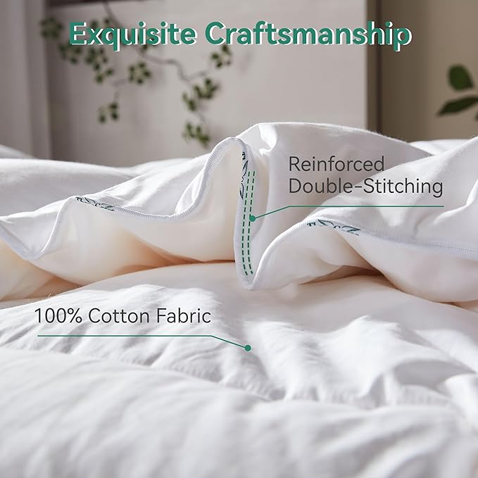 Three Geese Luxury Down Comforter Full Size, All-Season Duvet Insert 82x86 Inch with 100% Cotton Cover, Medium Warmth & High Fill Power, 52 Oz White Hotel Collection Comforter