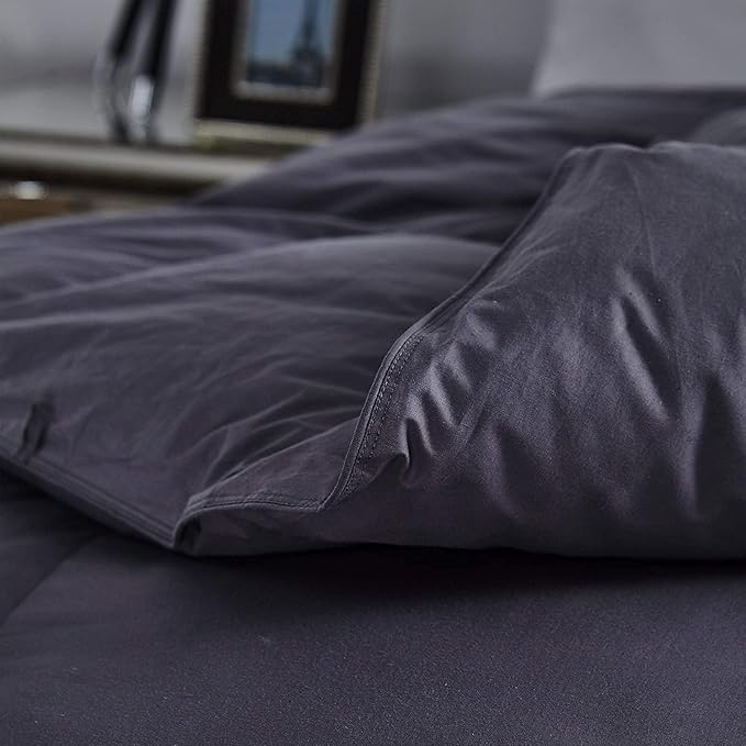Luxurious Palatial King/Super King Goose Down Comforter, 120 X 90 inches, Unique Gray Solid, 600 Thread Count, 100% Egyptian Cotton Cover, 85 Oz Fill Weight, 750 Fill Power