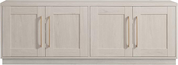 Henn&Hart TV Stand for TVs up to 75'' with 2 Concealed Storage Cabinets and Adjustable Shelves for Living Room, Family Room, or Office, Beech White - Image 7