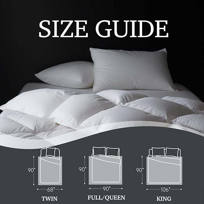 Hotel Grand Luxury White Goose Feather Down Fiber Comforter Queen Size, 100% Cotton Ultra Soft Duvet Insert Queen, Hotel Hypoallergenic Extra Warmth Bedding Comforter, White 90x90 Inch
