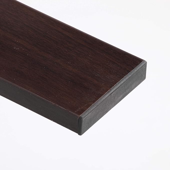 IANIYA Black Walnut Rectangle Tempered Glass Coffee Table Metal Tube Legs End Table for Livingroom