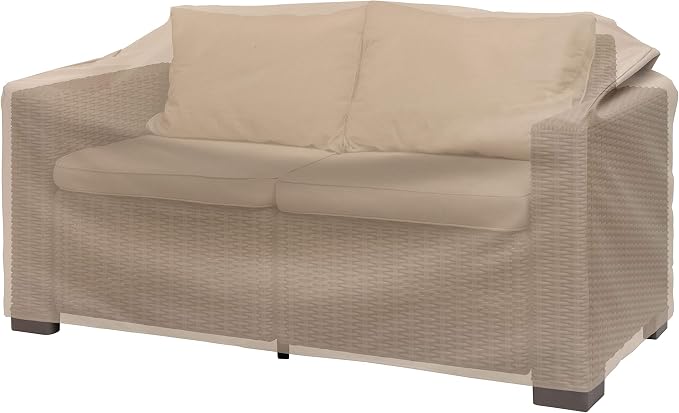 Modern Leisure Basics Patio Loveseat Cover, 55"L x 33"W x 38"H, Khaki - Image 10