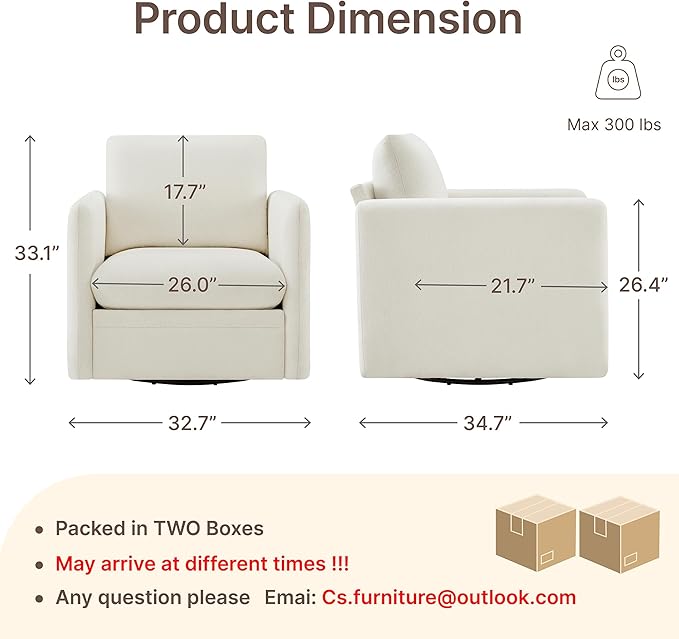 360° Swivel Accent Chair Set of 2,Upholstered Armchair with Deep Seat, Sturdy Metal Base for Living Room,Nursery,Bedroom,Linen