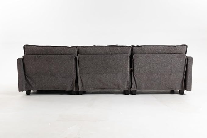 Eafurn Oversized Reversible Modular Sectional Sofa with Movable Ottoman, Convertible L Shaped Corner Couch Modern Chenille Sofa Set w/Double Layers Seat Cushions for Living Room Apartment
