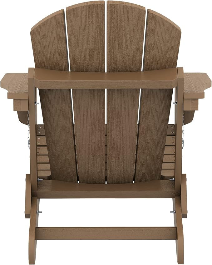SERWALL Folding Adirondack Chair Set of 6, Wooden Textured Lawn Chair with Cup Holder for Patio Garden Weather Resistant Outdoors Fire Pit Chairs- Brown - Image 10