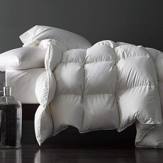 Royoliving Premium Feathers Down Duvet Insert Comforter Twin Size All Season Medium Warmth White 100% Cotton Cover with Corner Tabs (68x90, 35 oz)