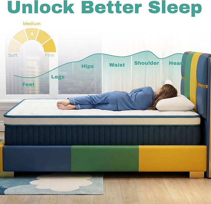 King Size Mattress - 12 Inch King Mattress- Hybrid Memory Foam Mattress,Pressure Relief, Cooling Breathable Cover, CertiPUR-US Certified, Bed-in-a-Box