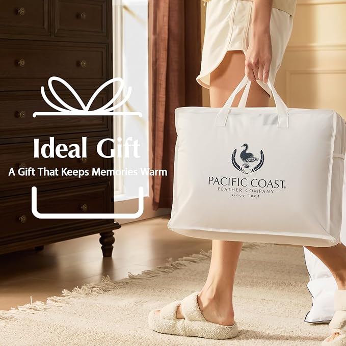 PACIFIC COAST Goose Down Fiber Comforters Oversized King Duvet Insert, All Season White Comforter, 3D Hidden-Stitch Baffle Box Design, 8 Tabs, Gifts for Women/Men, Extra Fluffy Luxury Duvet (116"x98")