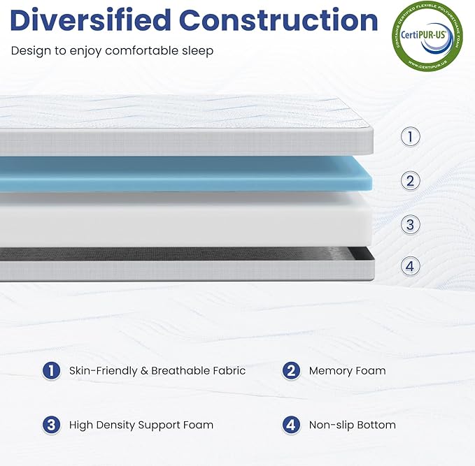 Foldable Mattress Cot, 6 Inch Memory Foam Folding Mattress Cot, Trifold Mattress with Breathable & Washable Cover, Portable Mattress for Guest Bed, 75"x31"x6"