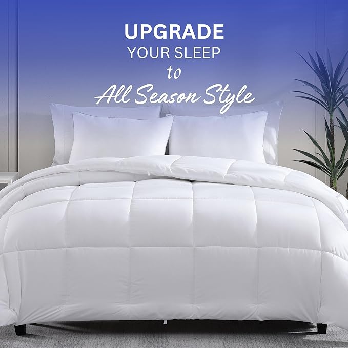 Casa Platino Quilted Bedding Comforter King Size - Duvet Insert with 8 Tabs - Super Soft, Comfy & Cozy All Season King Size Comforter - Down Alternative Bed Comforters - 104"x90", White Comforters