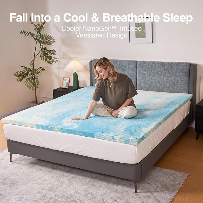 Novilla Mattress Topper Queen Size - 3 Inch Cooling Memory Foam Mattress Topper, Slow-Rebound Pressure Relief, Soft Comfort