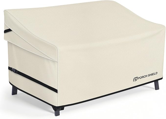 Porch Shield Waterproof Outdoor Bench Sofa Cover – Patio 2 Seater Loveseat Cover 56W x 31D x 33H inch, Beige by PorchShield