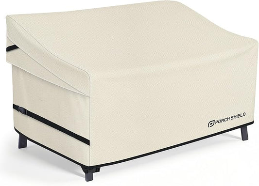 Porch Shield Waterproof Outdoor Furniture Sofa Cover – Patio 2 Seater Loveseat Cover 60W x 35D x 35H inch, Beige by PorchShield