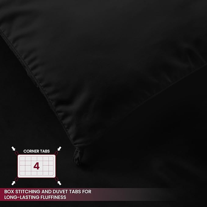 LUX Décor Twin Comforter – 92x68 Ultra-Soft Down Alternative Duvet Insert with Corner Tabs & Box Stitching, Hotel Quality Plush Microfiber Bedding, Oeko-TEX Certified - Black
