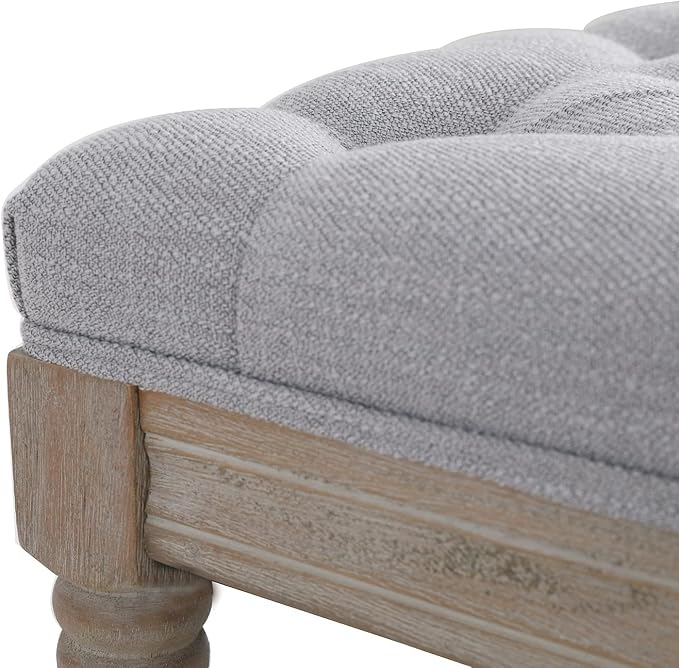 Kmax Storage Entryway Bench Tufted Shoe Rack Bench Wood Window Bench for Hallway Entrance Bedroom Corner, Gray - Image 8