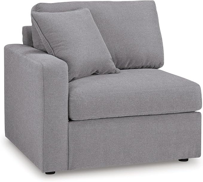 Signature Design by Ashley Modmax Stain Resistant Minimalist Modular Anti Sag Right-Arm Facing 4-Piece Sectional with Chaise, Loose Reversible Cushions and 2 Accent Pillows, Light Gray