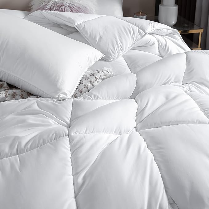 Winter Extra Warm White Cal King Size Down Alternative Comforter, Heavyweight All Season Fiberfill Comforter Duvet Insert 108x98 with Corner Tabs - Ultra Soft Brushed Microfiber Shell