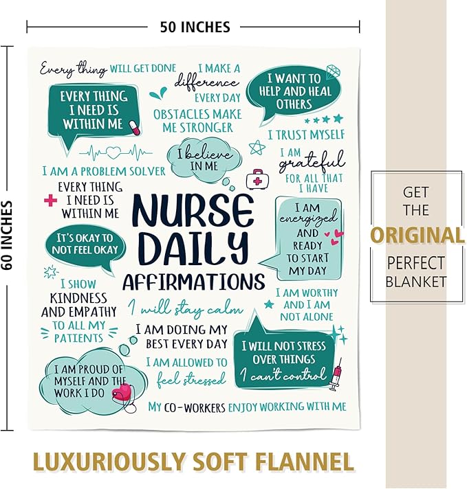 Craftique Nurse Gifts for Women Men, Nurses Week/Day/Appreciation Gifts- Soft Nurse Blanket with Daily Affirmations- LPN RN Gifts for Nurses, Nursing School Graduate Birthday Gifts
