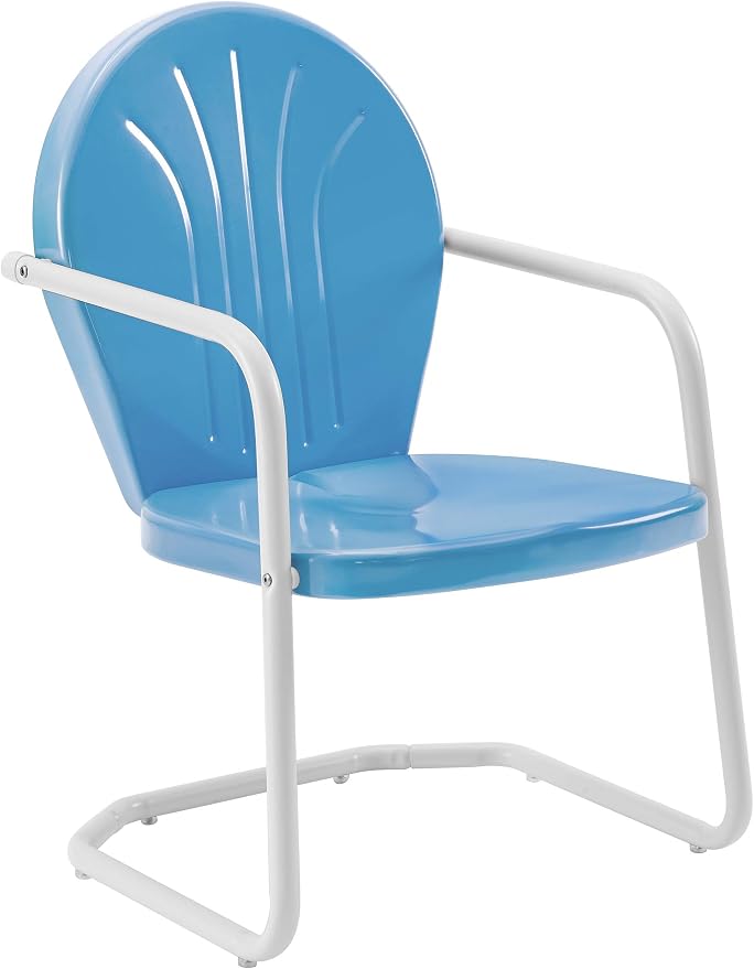 Crosley Furniture Griffith Outdoor Chair, Retro Metal Patio Chairs for Dining, Porch, Deck, Balcony, Sky Blue by CrosleyFurniture