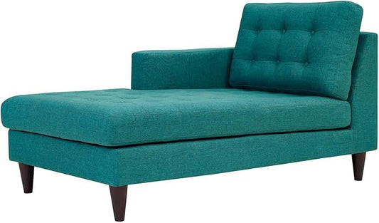 Modway Empress Mid-Century Modern Upholstered Fabric Left-Arm Chaise Lounge In Teal