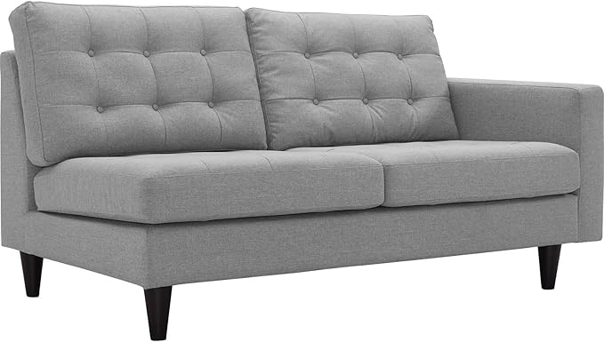 Modway Empress Mid-Century Modern Upholstered Fabric Corner Sofa In Oatmeal