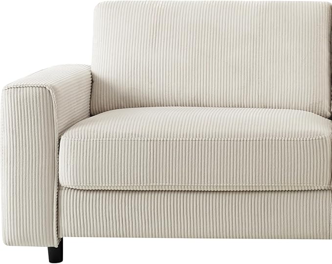 AC Pacific Derek 86" Modern Corduroy Couch for Living Room, Tufted Sofa with Plush Upholstery, High-Density Foam, Sleek Black Legs, Durable Wooden Frame, Sofa, Beige