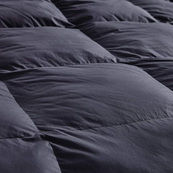 Luxurious Twin/Twin XL Goose Down Comforter, UNIQUE Gray Solid, 600 Thread Count, 100% Egyptian Cotton Cover, 65 Oz Fill Weight, 750 Fill Power