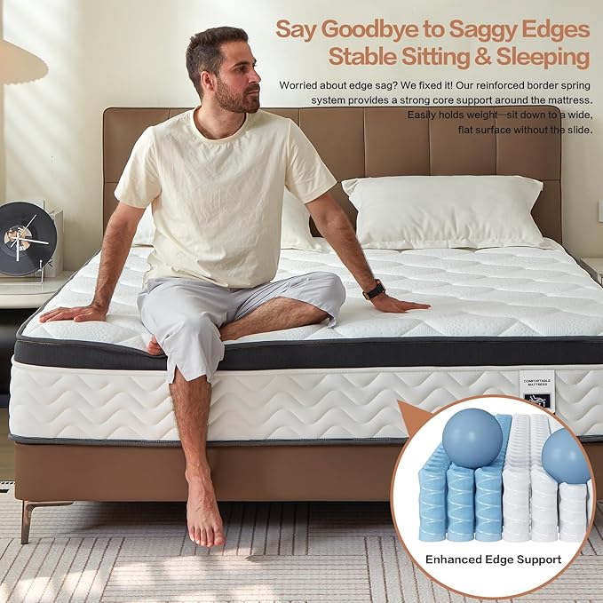 Queen Mattress,12 Inch Queen Size Mattress in a Box,Memory Foam and Pocket Spring Hybrid Mattress,Ideal for All Sleep Positions,CertiPUR-US Certified,Shoulder Support-Medium Firm,80" x 60"