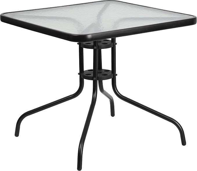 Flash Furniture Barker 31.5" Square Indoor/Outdoor Tempered Glass Metal Frame Side Table by FlashFurniture