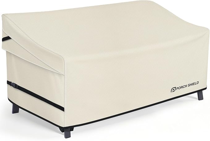 Porch Shield Waterproof Outdoor Furniture Sofa Cover – Patio 3-Seater Couch Cover 77W x 35D x 35H inch, Beige by PorchShield