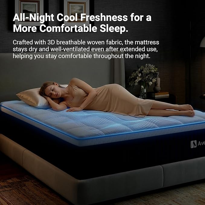 Avenco 10 Inch Twin Mattress, Twin Size Hybrid Mattress with Cooling Memory Foam and Smarts Coil Pocket Springs, Balanced Comfort & Enhanced Support, Mattresses in a Box, CertiPUR-US Certified