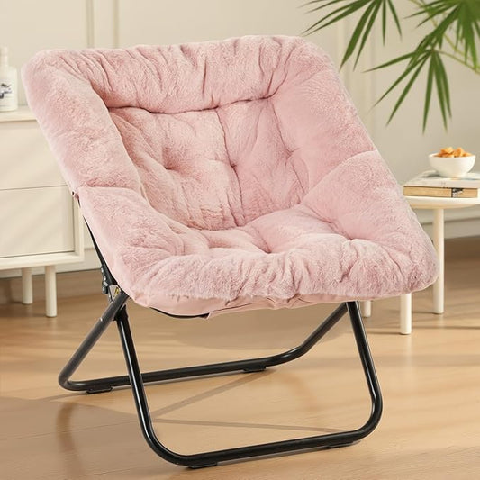 Sweetcrispy Comfy Chair for Adults, Foldable Living Room Chair, Soft Faux Fur Lounge for Bedroom Dorm Rooms, Comfortable Reading Chair for Teens, X-Large
