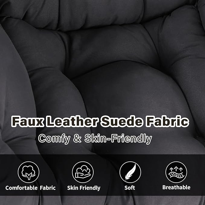 Lazy Chair with Ottoman, Modern Accent Chair Contemporary Lounge Leisure Sofa Chair with Armrests, Reading Chair and Folding Footstool Set for Living Room, Bedroom, Office, Black