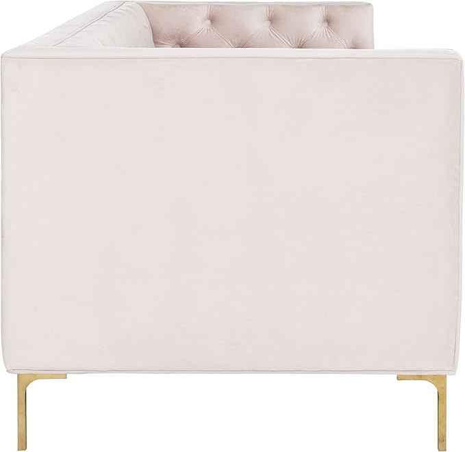 Safavieh Couture Home Vydia Glam Blush Pink Velvet and Gold Tufted Sofa