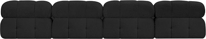 Meridian Furniture 611Black-S136B Ames Collection Modern | Contemporary Modular Sofa with Rich Black Boucle Fabric, Modular to Create Infinite Configurations, 136" W x 34" D x 28" H, Black