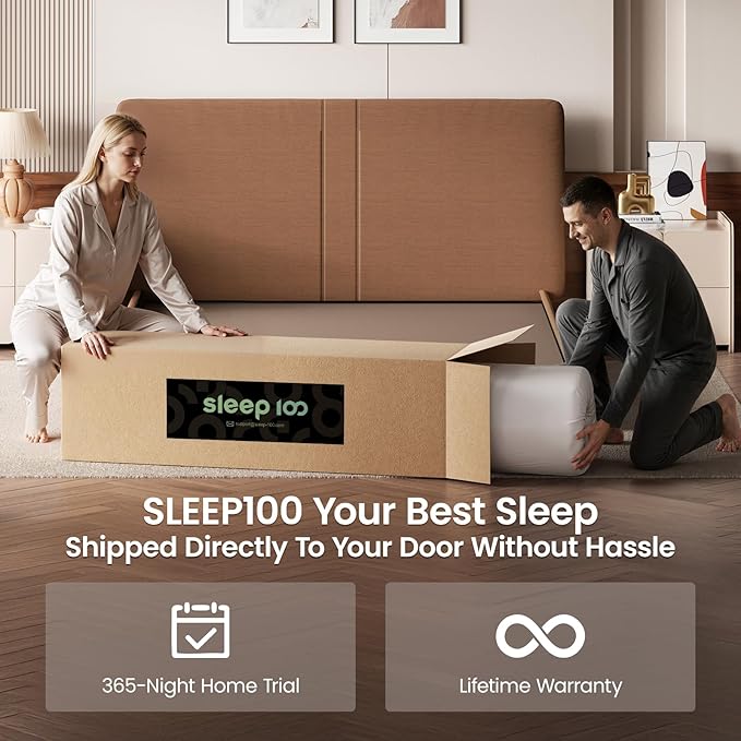 SLEEP100 King Mattress 10 Inch, 5-Zone Deep Sleep Firm Mattress with Extra Lumbar & Shoulder Support, Hotel Collection Hybrid Mattresses Pain Relief - Fiberglass Free & No Odor - 365 Night Trial