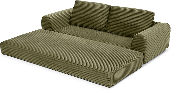 Foldable Boneless Love Seat Couches in a Box, Modern Floor Foam Sleeper Sofa Bed 2-in-1 Convertible Cloud Sofa for Home Apartments Bedroom