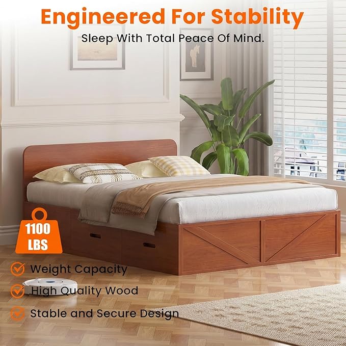 CECER Full Size Murphy Bed with Mattress Include，Murphy Bed Full with Storage Drawers，Multi-Functional Desgin that Converts to Sofa Set for Small Spaces/Guest Room/Bedroom（Maroon）