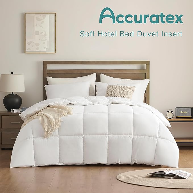 ACCURATEX Super Queen Duvet Insert Comforter 98x98,100% Cotton 400GSM Thick Fluffy Down Alternative Comforter,Breathable Soft White Hotel Bed Duvet Insert with Corner Tabs