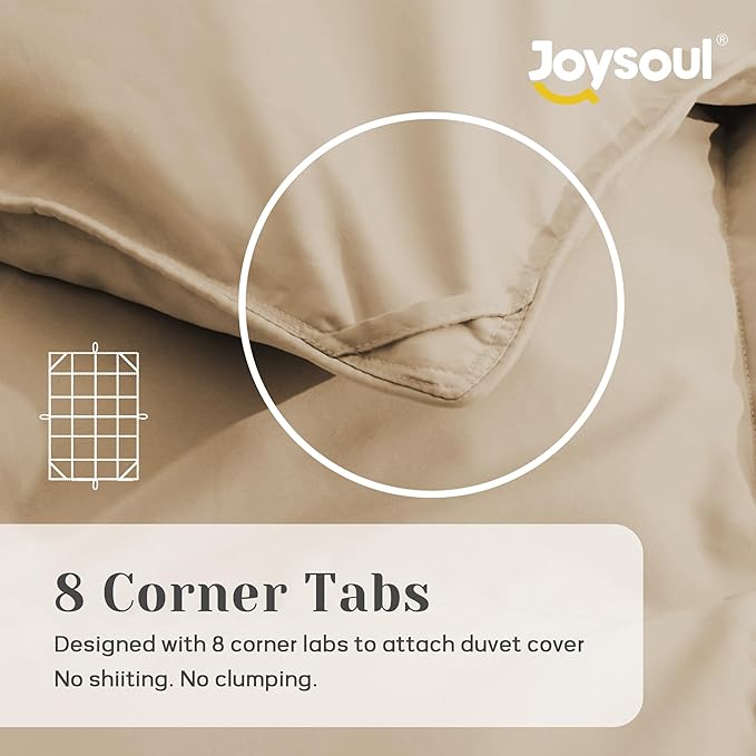 Joysoul Feather Down Fiber Comforter Queen Size - All Season Ultra Soft Goose Down & Feather Fiber Fill Duvet Insert, Luxury Hotel Dark Gray with 8 Corner Tabs (Ginger Yellow, Full/Queen)
