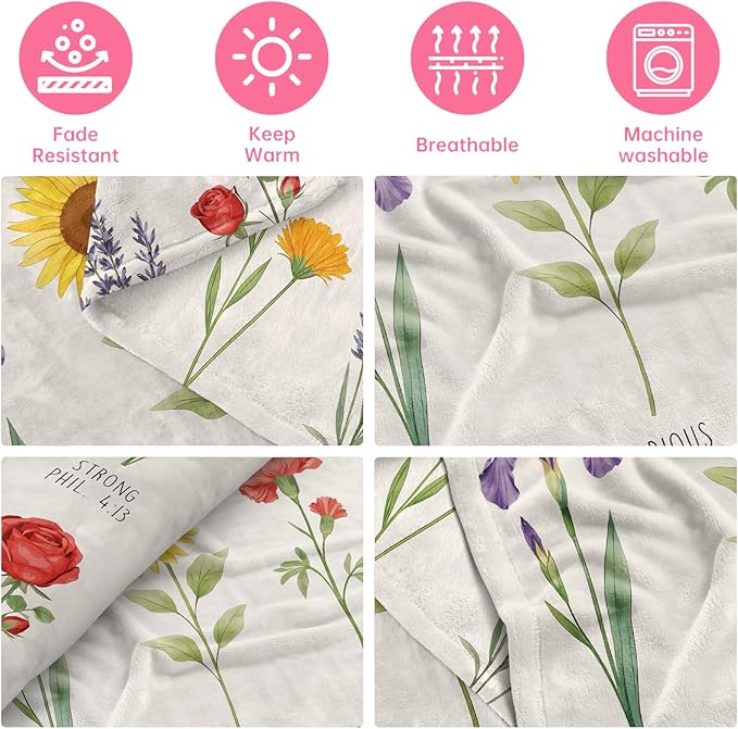 COMFAR Christian Gifts for Women Faith, Inspirational/Religious/Spiritual Gifts for Adults, Soft Throw Blankets for Women/Men, Personalized Blankets for Adults 40"x 50"