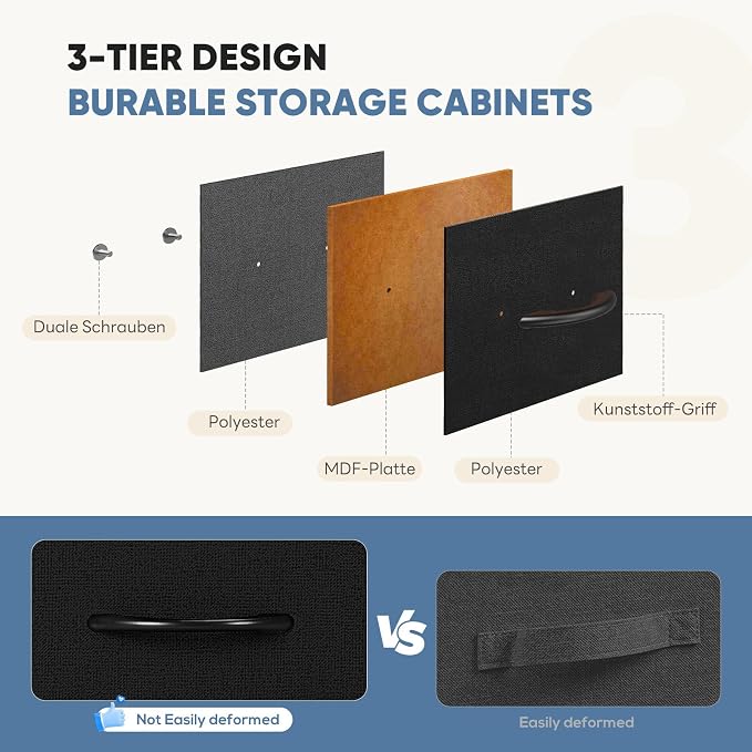 DUMOS 9 Drawer Dresser for Bedroom, Fabric Storage Organizer with Sturdy Metal Frame, Wooden Top Chest of Drawers for Closet Entryway Guest Room,Matte Black - Image 4