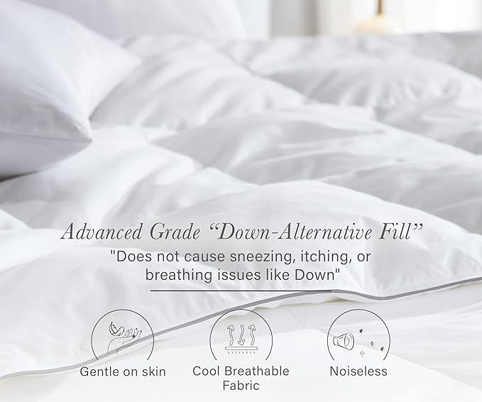 California Design Den King Size Comforter Duvet Insert - Cozy Luxury Down Alternative, Quilted Extra Fluffy, Soft, and Cooling, Machine Washable with Corner Tabs - White