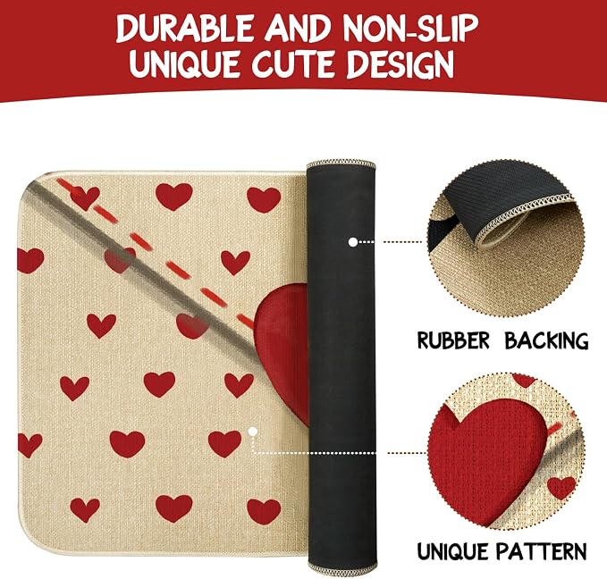 Faptoena Valentines Door Mat,Valentines Love Letter Envelopes Indoor Outdoor Non-Slip Valentine Doormat,Entryway Front Porch Valentine's Welcome Mat for Entrance Decor 30" x 17" - Image 7