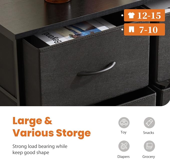 Sweetcrispy Tall Dresser for Bedroom, Drawer Dresser Organizer Storage Drawers with 10 Drawers, Chest of Drawers with Fabric Bin, Steel Frame, Wood Top for Bedroom, Closet, Entryway - Image 4