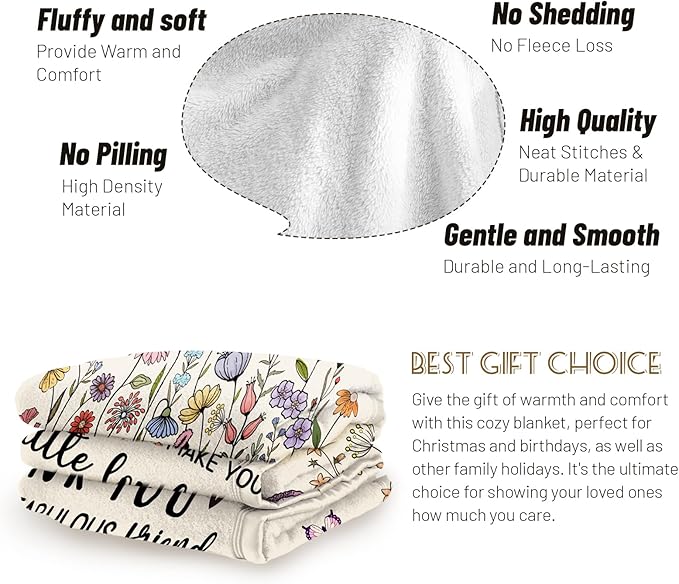 Best Friends Blanket, Best Friend Birthday Gifts for Women, Gifts for Best Friend Woman, Bestie Gift for Women, Friendship Present for Woman 60”x50” Inches