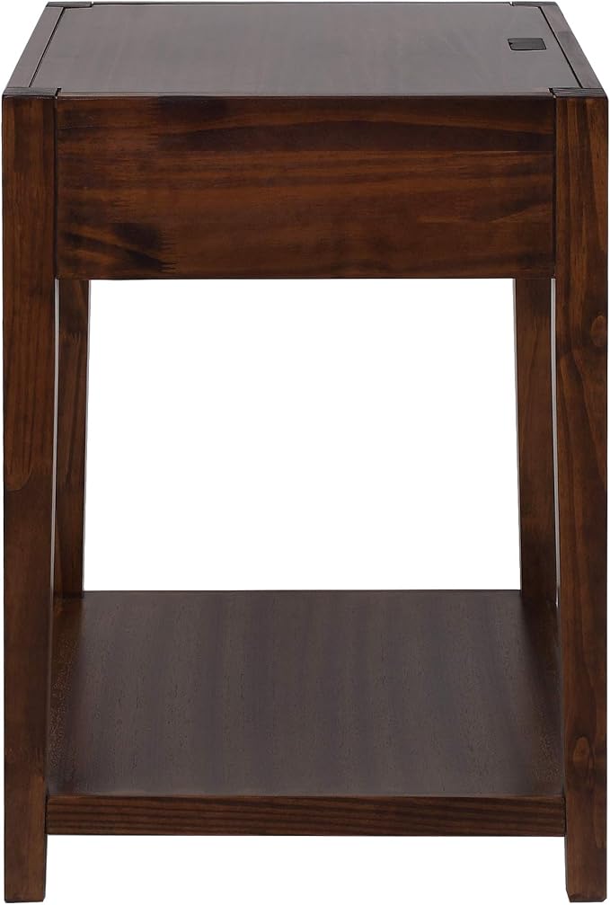 Casual Home Notre Dame Nightstand with USB Ports-Warm Brown 18.75 in x 24 in x 26 in (D x W x H) - Image 8