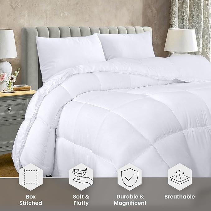 Utopia Bedding Twin XL Comforter Duvet Insert, Quilted White Comforter with Corner Tabs, Box Stitched Down Alternative Comforters Twin XL Size 68 x 92 inches