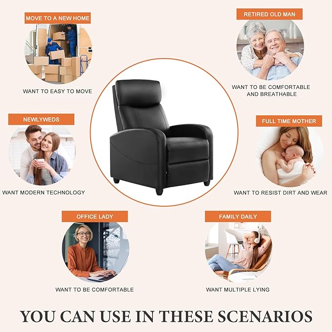 Sweetcrispy Massage Recliner Chair for Adults, Adjustable Home Theater Seating with Lumbar Support for Living Room, Modern Fabric Reclining, Grey